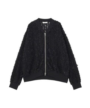 Green Parks フラワー柄チュールブルゾン Black