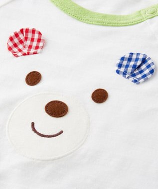 MIKI HOUSE HOT BISCUITS 【80-120cm】 顔ドン 半袖Tシャツ 白