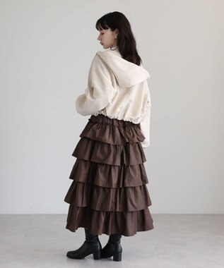 Green Parks ・ＳＵＧＡＲ　ＳＰＯＯＮ　レザーライクティアードスカー Brown