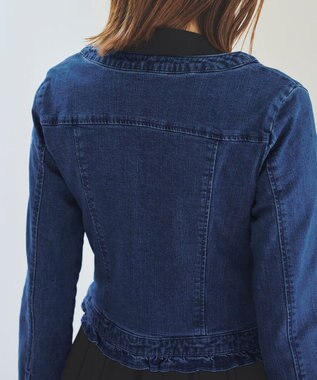 Tiaclasse 【洗える】ノーカラーデニムジャケット ブルー