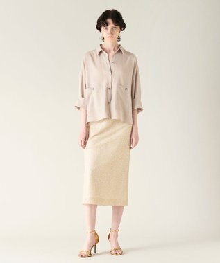 GRACE CONTINENTAL メッシュスパンコールタイトスカート ゴールド