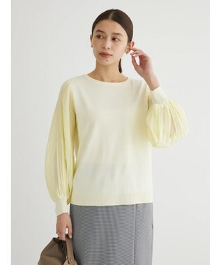 Green Parks プリーツ袖ニットプルオーバー Yellow
