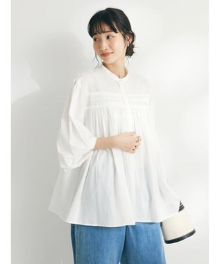 CRAFT STANDARD BOUTIQUE インド綿ピンタックブラウス Off White