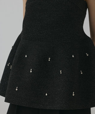 GRACE CONTINENTAL ペプラムベアニットトップ ブラック