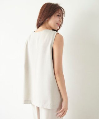 Feroux リネンライクVネック ベスト ベージュ系