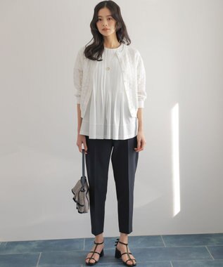 組曲 L 【先行予約・前後着用可】コットンフラワーレーシー カーディガン ホワイト系