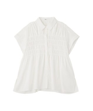 CRAFT STANDARD BOUTIQUE シャーリングショートスリーブブラウス Off White