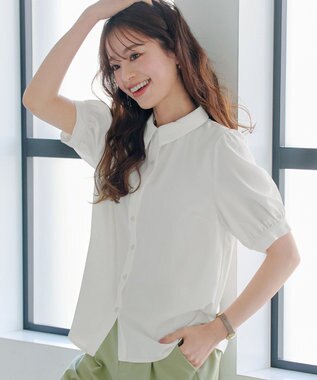 Tiaclasse L 【洗える】パフスリーブシャツブラウス オフホワイト