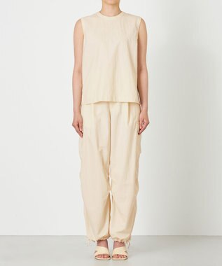 NAVE 【ReNAVE・洗える/撥水加工/接触冷感/UVケア/セットアップ】ナイロンタスラン ノースリブラウス アイボリー系