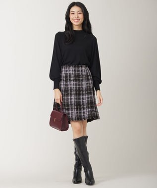 ANY SIS 【洗える】カシミヤブレンドパフ袖 ニット ブラック