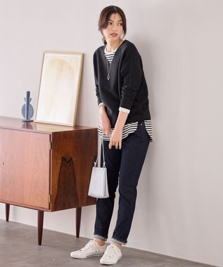 ANY 【洗濯機可】Ｖネックラメガーターニット ブラック