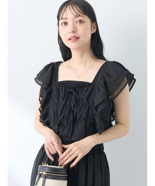 earth music&ecology フロッキードットフリルビスチェ Black