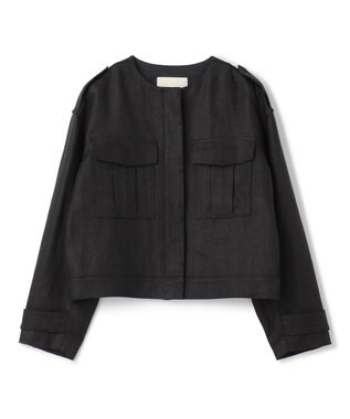 uncrave ヘリンボーン リネン ブルゾン（uncrave WHITE） ブラック