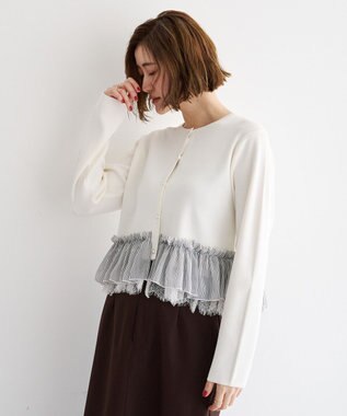 YECCA VECCA レースレイヤードラッフルカーディガン