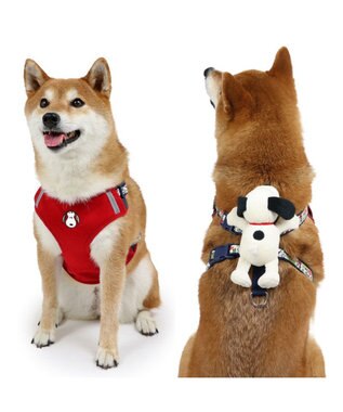 PET PARADISE スヌーピー マスコット付きハーネス ＳＭ 中型犬 レッド
