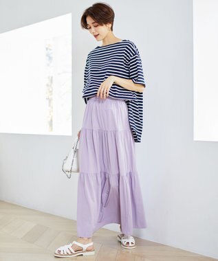 UNFILO L 撥水汗ジミ防止ボーダーT ネイビー系1