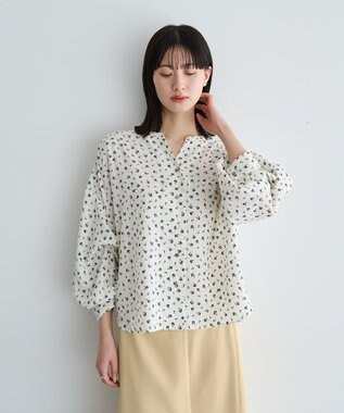 YECCA VECCA 2wayボリューム袖花柄ブラウス Off White