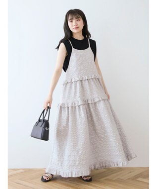 Green Parks ・Ｐｅｔｉｔ　Ｆｌｅｕｒフラワージャカードキャミワンピ Light Gray