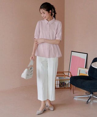 Tiaclasse L 【洗える】パフスリーブシャツブラウス ラベンダー