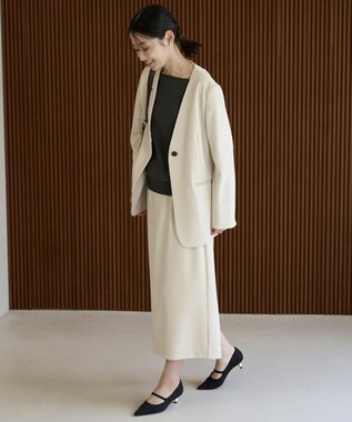 UNFILO L BEAUTY MOVE ノーカラージャケット アイボリー