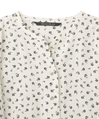 YECCA VECCA 2wayボリューム袖花柄ブラウス Off White