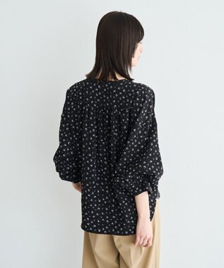 YECCA VECCA 2wayボリューム袖花柄ブラウス Black