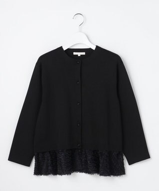 自由区 S 【SHIHOさん着用】ジャカードコンビ カーディガン ブラック