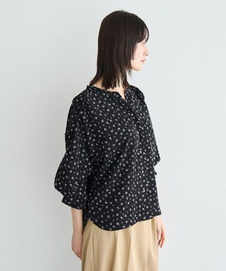 YECCA VECCA 2wayボリューム袖花柄ブラウス Black