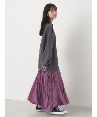 earth music&ecology スタンドｚｉｐダンボールチュニック Dark Gray