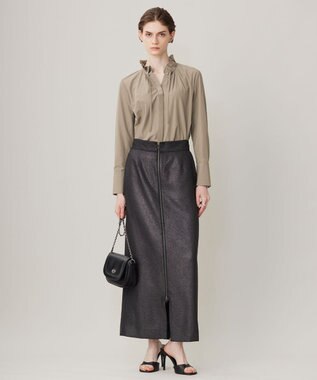 ICB 【洗える】コットンナイロンタイプライター デザインカラーブラウス フォーン系