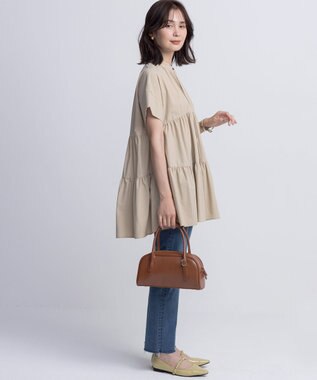 組曲 S スーパーライトストレッチティアード ブラウス ベージュ系