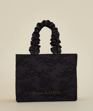 Maison de FLEUR レースフリルハンドルスクエアトートSバッグ