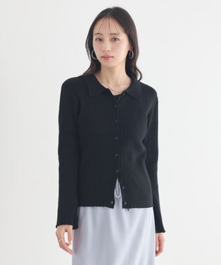 earth music&ecology レギュラーカラーニットカーディガン Black