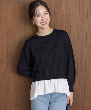 組曲 ストレッチクリアドッキング ニットプルオーバー ブラック系