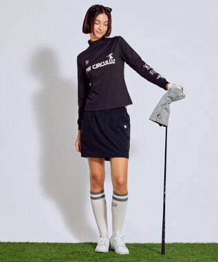 PW CIRCULUS 【吸水速乾 / UV遮蔽率99.5% UVカット / ストレッチ】【WOMEN】ラビットグラフィック ロングスリーブモックT ゴルフウェア レディース ブラック系