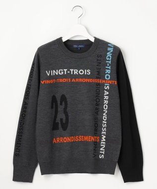 23区GOLF 【WOMEN】ロゴチェックジャガード　クルーネック ニット グレー系