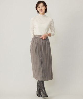 J.PRESS LADIES L 【洗える】マロンサテン ランダムプリーツ スカート ブラウン系