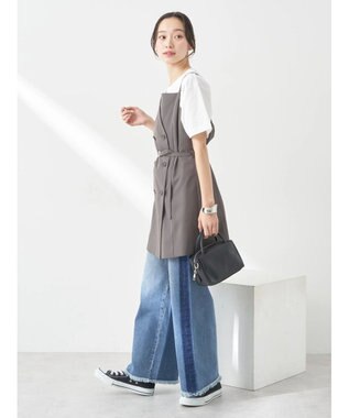 earth music&ecology トレンチ風キャミミニワンピース Dark Gray