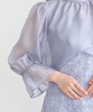 earth music&ecology SET2点シアーブラウス＋3Dレースワンピース サックスブルー