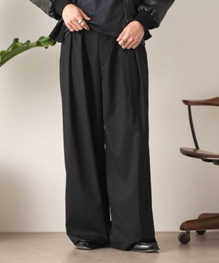 WEGO 【セットアップ対応】2タックバギースラックス ブラックストライプ