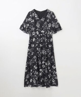 GRACE CONTINENTAL フラワープリントフレアワンピース ブラック