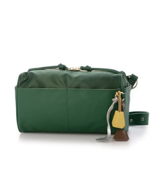 UNBILLION ペルケ perche / 牛革×ナイロンチェンジベルトキーチャームショルダー グリーン