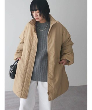 Green Parks 中わたスタンドカラーミドル丈ブルゾン Beige