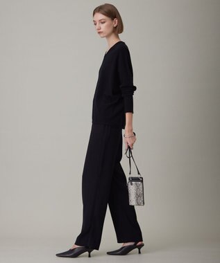 ICB 【洗える】ソフトウールハイゲージ Vネックプルオーバー ブラック系