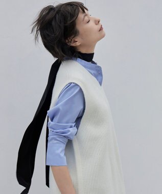 ICB 【洗える】ソフトカシミヤミックス ニットベスト オフホワイト系