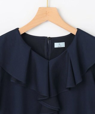 組曲 L ブラウスライクラッフル カットソー ネイビー系
