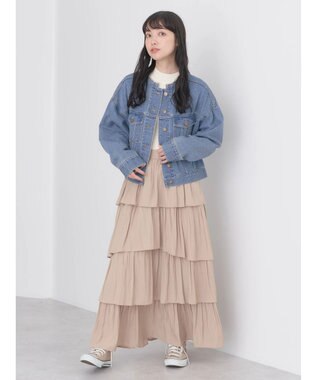 earth music&ecology フリルティアードスカート Beige