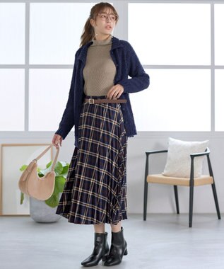 Tiaclasse 【安田美沙子さん着用】チェックプリーツスカート ネイビー