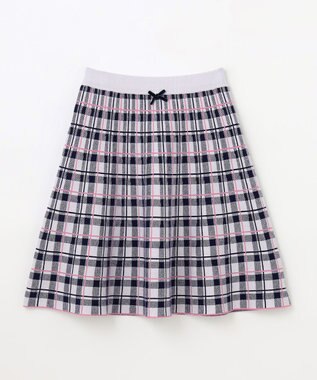 ANY KIDS しあわせタッチ ニット スカート ネイビーチェック