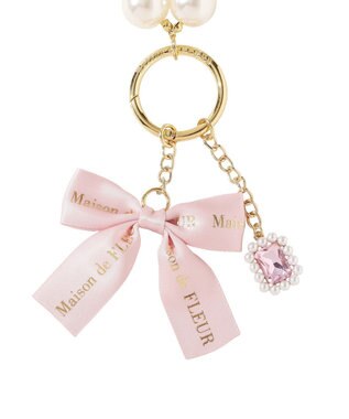 Maison de FLEUR ロゴリボンビッグパールビジューチャーム Light Pink